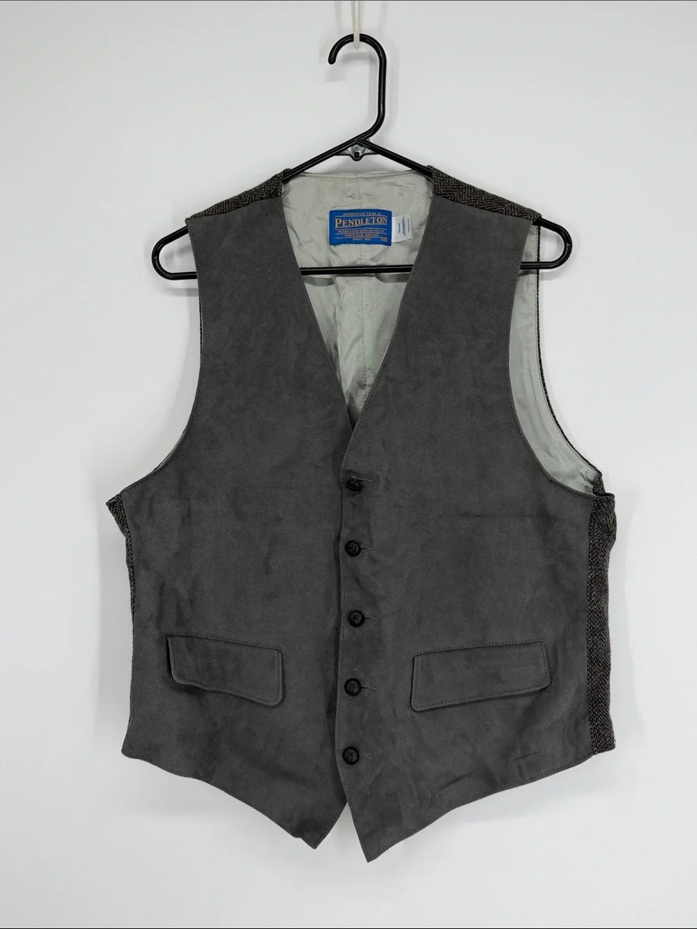 Pendleton Suede & Tweed Vest Men’s Size 46 Gray